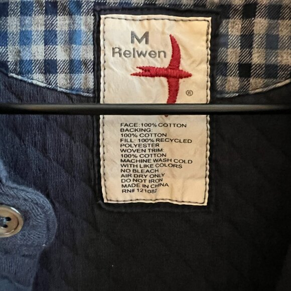 Navy Bubble Knit Shirt - Relwen - Long Sleeve Button Up - Men's Medium - Picture 4 of 8